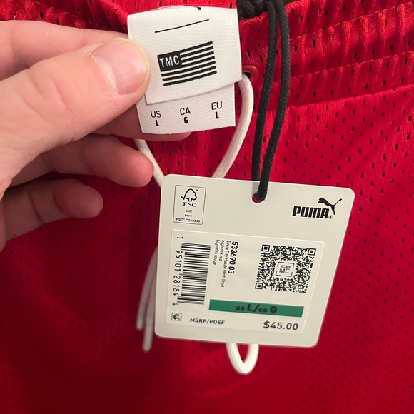 Puma x TMC Everyday Hussle Mesh Shorts Red w/ White Drawstring - Picture 5 of 12